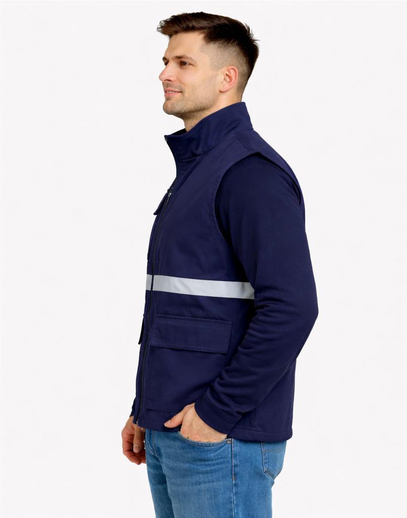 16/12 Lacivert Gabardin Çok Cepli Reflektörlü Yazlık Yelek