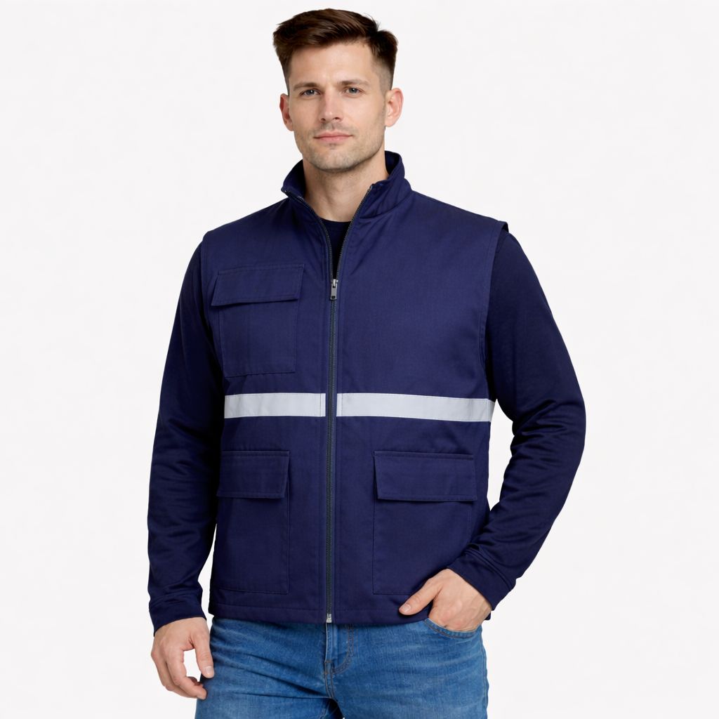 16/12 Lacivert Gabardin Çok Cepli Reflektörlü Yazlık Yelek