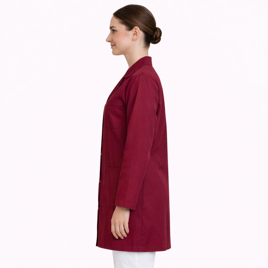 Bordo Kadın Doktor Hemşire Laboratuvar Önlükleri Şık Dayanıklı