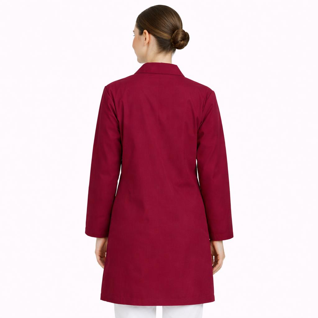 Bordo Kadın Doktor Hemşire Laboratuvar Önlükleri Şık Dayanıklı