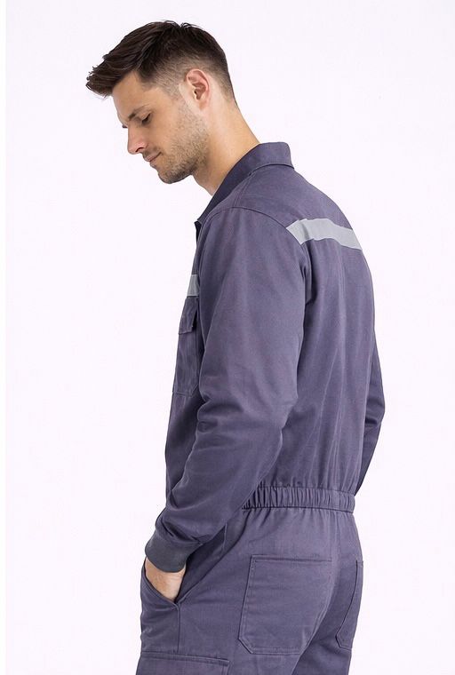 Gri Gabardin Reflektörlü 16/12 Boy Tulum İşçi Tulumu
