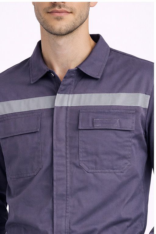 Gri Gabardin Reflektörlü 16/12 Boy Tulum İşçi Tulumu