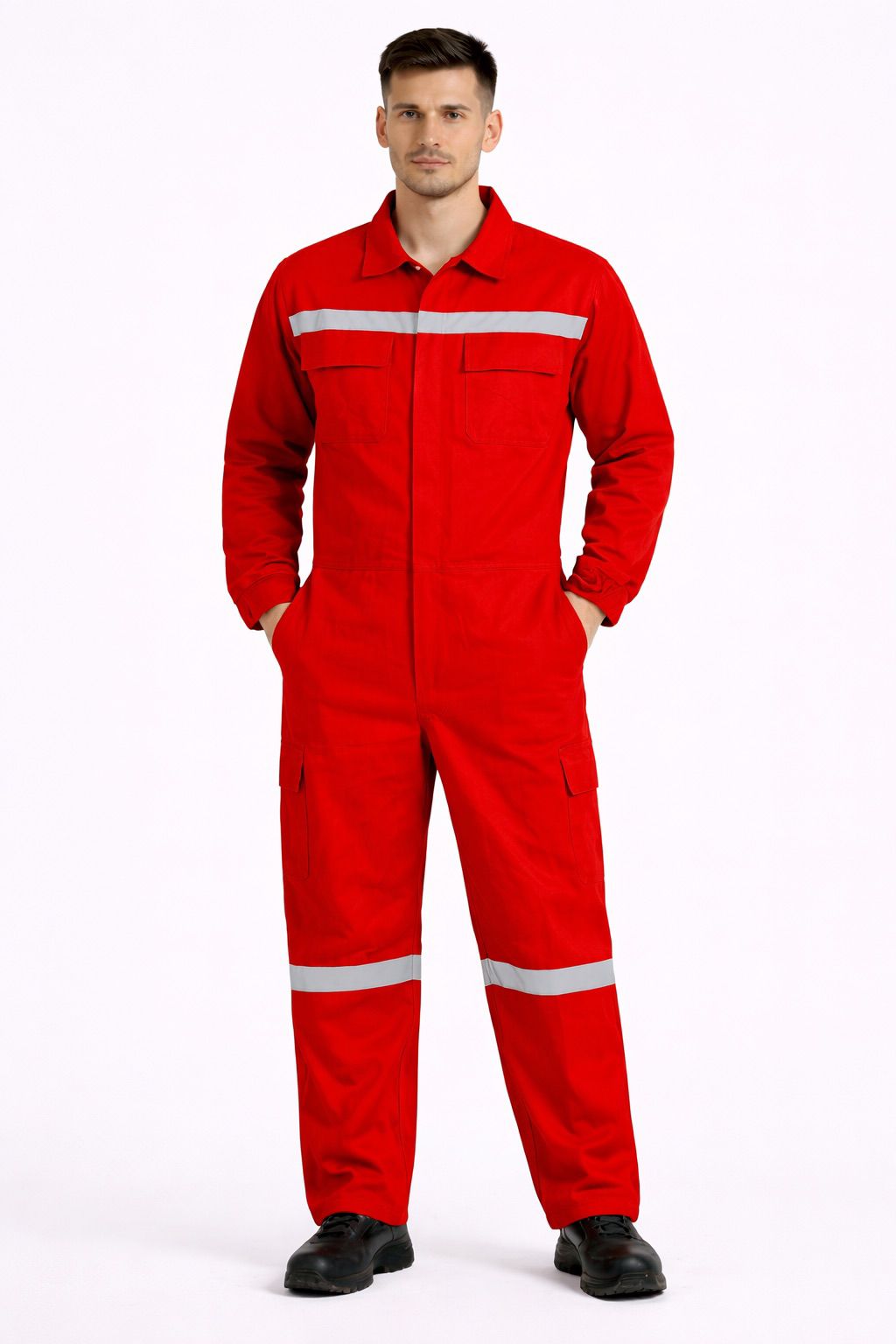 Krımızı Reflektörlü 7/7 Kışlık Boy Tulum İşçi Tulumu