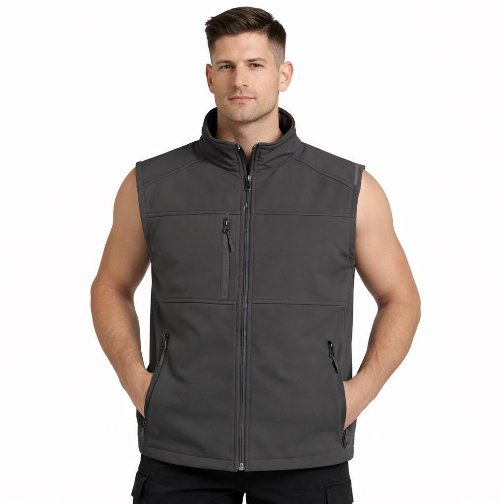 Softshell Su Geçirmez Tam Fermuarlı Cepli Normal Kalıp Spor Yelek