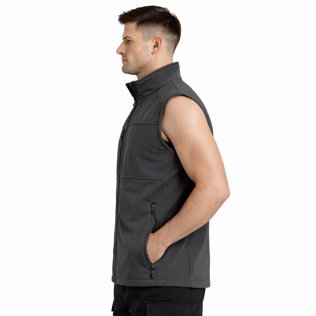 Softshell Su Geçirmez Tam Fermuarlı Cepli Normal Kalıp Spor Yelek