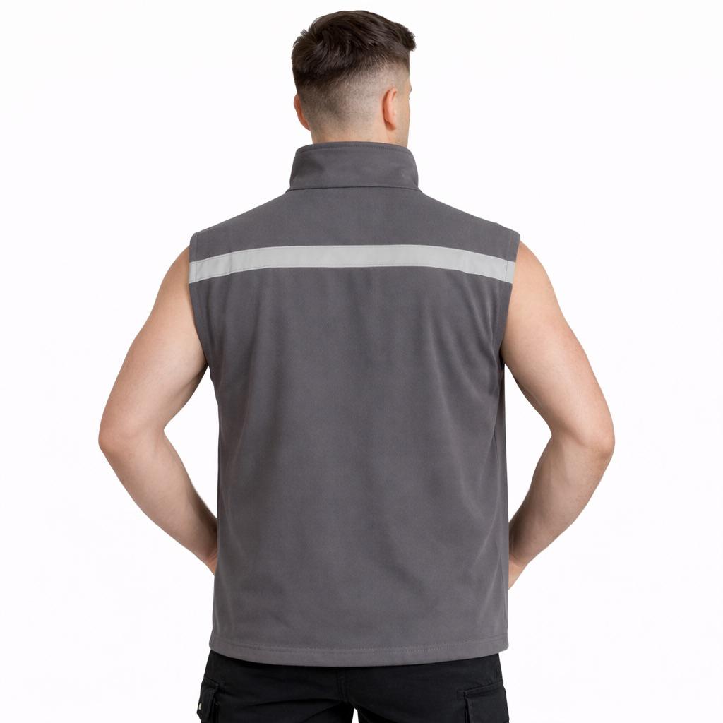 7/7 Gabardin Gri Yelek Kapitoneli Ve Reflektörlü